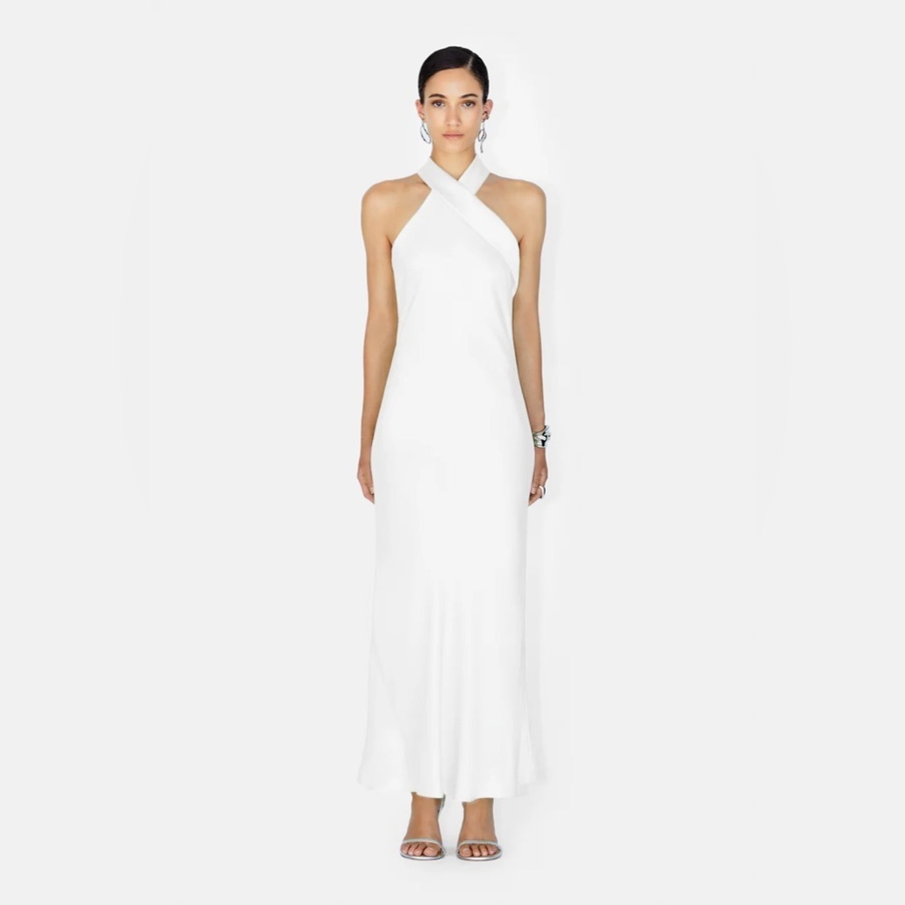 GALVAN LONDON Bridal Cropped Pandora Bias Cut Dress Size 34 NWT
